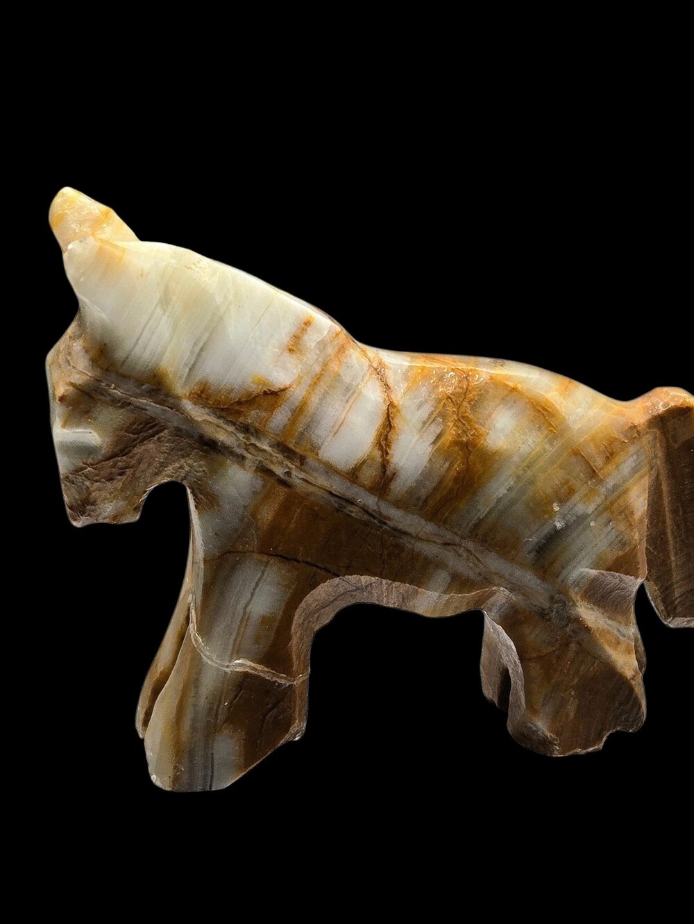 "5/$40" Vintage Hand Carved Onyx Stone Donkey Fetish Figurine